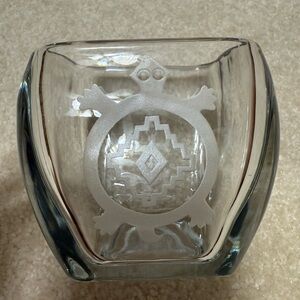 Clear Glass Etched Turtle Votive NEW